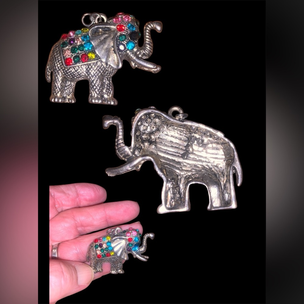 Source Unknown Multicolor Gem Elephant Charm - image 1
